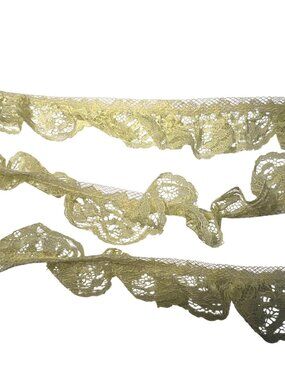 Vintage Yellow Ruffled Lace Trim 1 Inches Wide For Sewing & Crafts 4 Yards